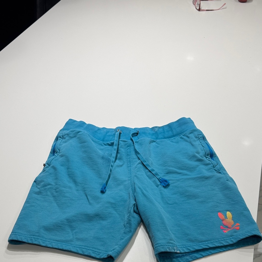 Psycho Bunny Blue Shorts with Multicolor Logo